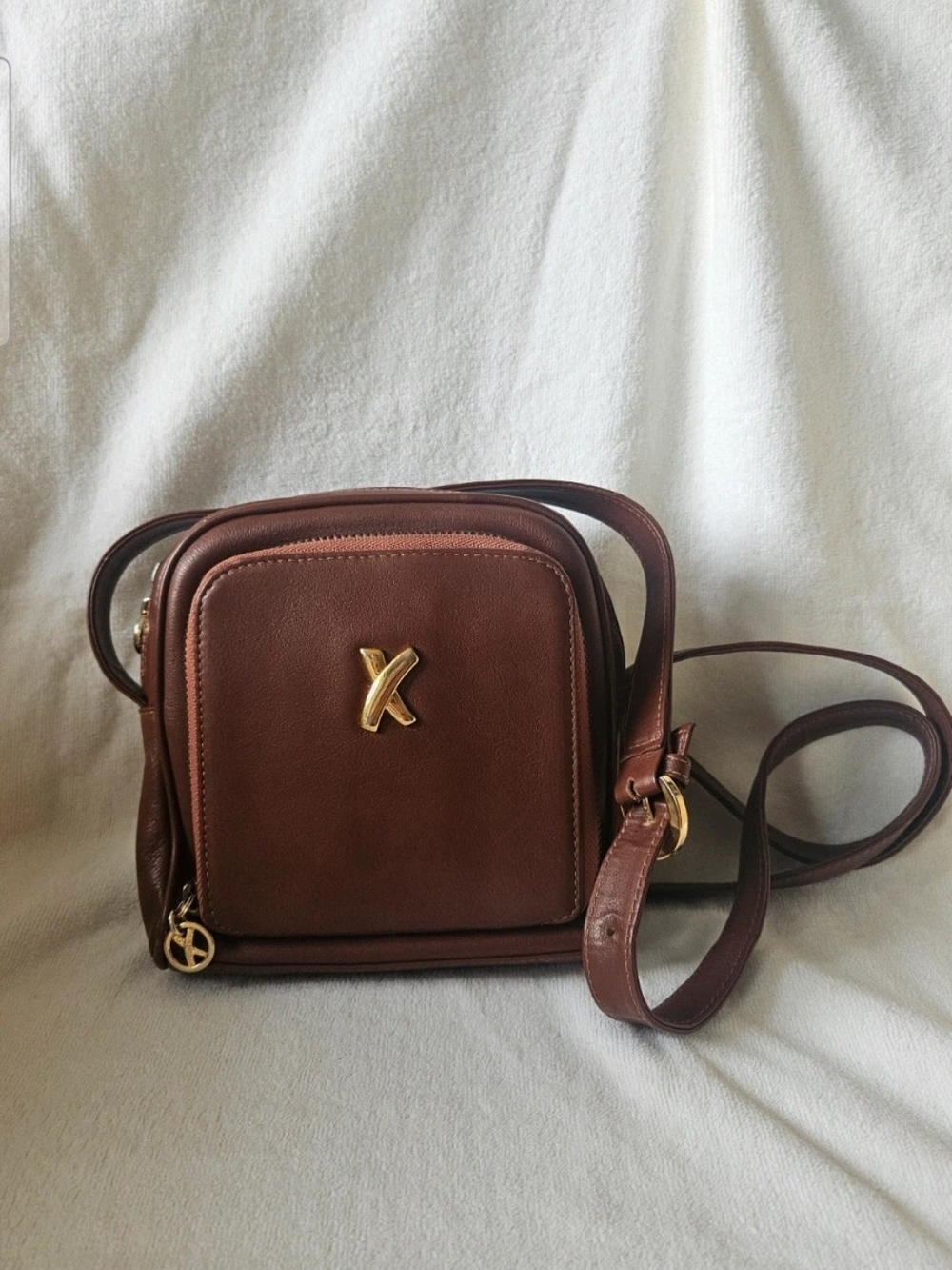 Paloma Picasso Brown Leather Crossbody with Gold Hardware